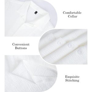 เสื้อเชิ้ตผู้ชายลำลองแบบติดกระดุม แขนสั้น ผ้าเนื้อพิเศษ ระบายอากาศได้ดี น้ำหนักเบา เหมาะสำหรับวันหยุดพักผ่อนที่ชายหาด - Product Image 4