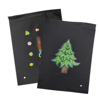 Sachets en plastique refermables, sacs de rangement à marque privée, sacs Ziplock noirs mats personnalisés avec impression de dessins animés