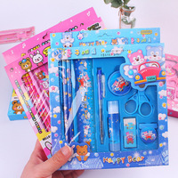 Lot de 10 fournitures scolaires écologiques en plastique et bois, design Kawaii, comprenant stylos à bille, crayons et ciseaux