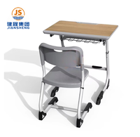 Ensemble de bureau et de chaise d'école en métal moderne avec fonction de réglage en hauteur, utilisation commerciale de haute qualité