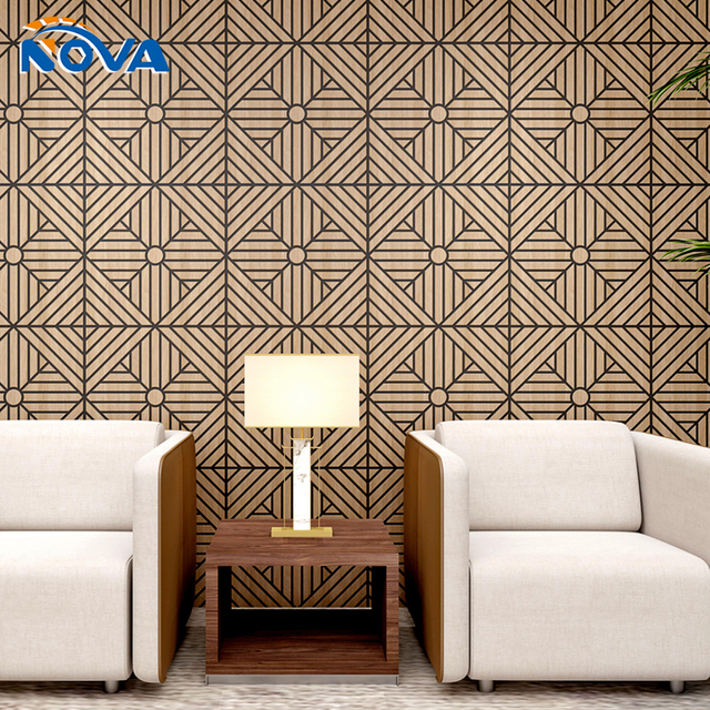 Eco-Friendly Carved Polyester Acoustic Panel with Custom Shapes, Wood Grain Finish & 3 Sizes for Commercial Spaces