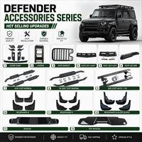 Accessoires pour Land Rover Defender : Bande de protection de porte, échelle, éclairage LED de toit, panier de toit, marchepied latéral, garde-boue standard, spoiler de toit
