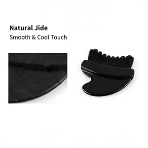 <span class=keywords><strong>Brosse</strong></span> de drainage lymphatique double face en jade Gua Sha à poils ultra-doux pour le <span class=keywords><strong>visage</strong></span> et le corps entier, sculptant et décongestionnant - Product Image 2