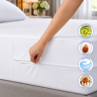 Protège-matelas imperméable hypoallergénique à fermeture éclair, six faces, anti-acariens et anti-punaises de lit