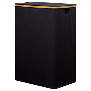 Collapsible <b>Laundry</b> Basket Rectangle Black Foldable <b>Standing</b> Type Clothing Organizer Bathroom Use - Product Image 5