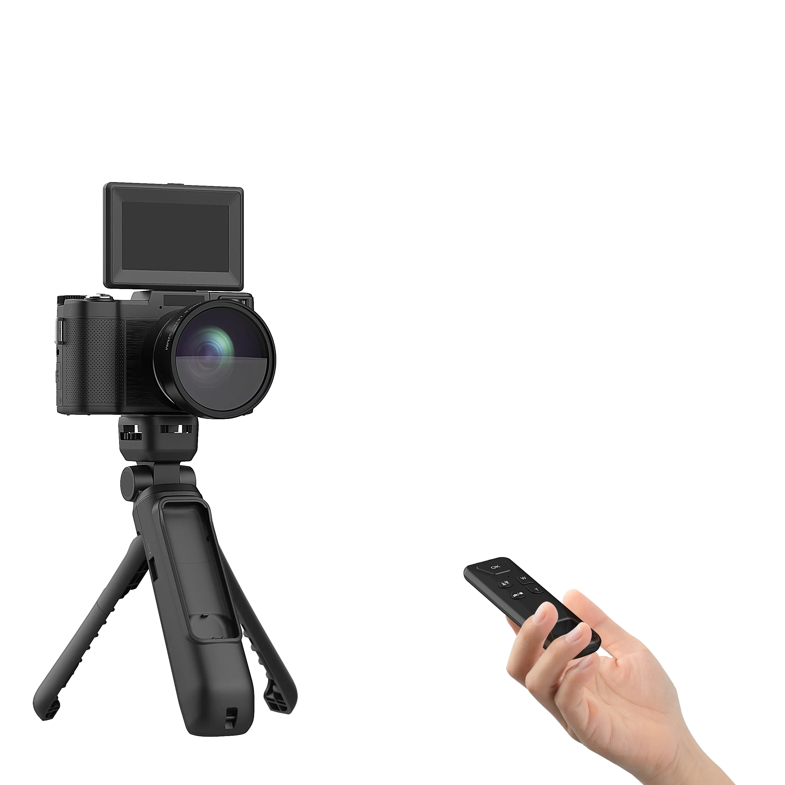 Winait 4k Vlog 디지털 비디오 카메라 3.0 'IPS 스크린 및 리모컨 제어 삼각대 디지털 카메라