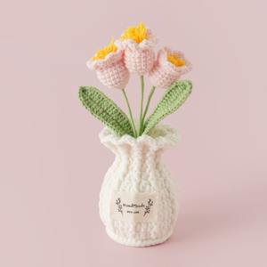Jarrones de Flores de Lirio de Lana Tejidos <span class=keywords><strong>a</strong></span> Mano, Plantas Artificiales en Maceta, Adornos de Flores Preservadas, Puestos de Venta en el Mercado - Product Image 4