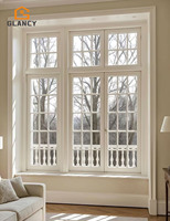Fenêtre à battant en aluminium sur mesure, style français blanc, isolation thermique, coupe-vent, avec grille décorative, fenêtres fixes extérieures pour maison et salon