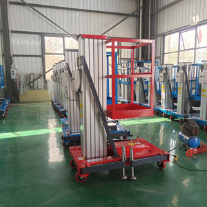 Meja pengangkat tangga hidrolik pengangkat Platform angkat listrik seluler aluminium Aloi tiang tunggal kapasitas 117kg - Product Image 5