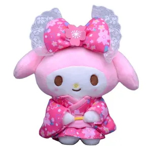 Linda Japanese Series Kimono Cherry Kawaii Anime Plush Dolls Soft Kuromi My Melody Cinnamoroll Plush Toys keychain