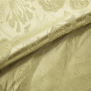 Tissu de soie Jacquard Satin 70% lin 30% soie <span class=keywords><strong>Vintage</strong></span> or clair grande branche tissu de soie lin mélangé - Product Image 3