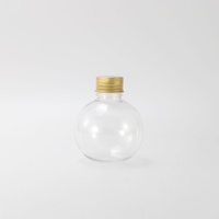 Bouteille ronde en plastique PET transparente de 50 ml, 100 ml, 200 ml, 280 ml avec bouchon doré, couvercle argenté, forme de bulbe, bouteille de décoration de Noël