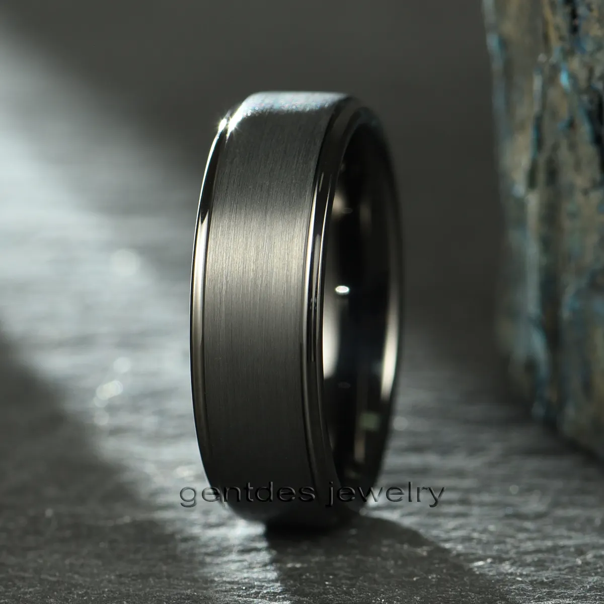 Gentdes Jewelry Wholesales Rings Tungsten Band 8/6/4mm Brushed Black Tungsten Engagement Wedding Ring