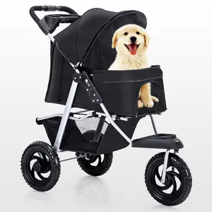 Zmaker Draagbare Dubbele Rem Huisdier Wandelwagen Een Hand Fold Up Huisdier Wandelwagen Voor Honden En Katten