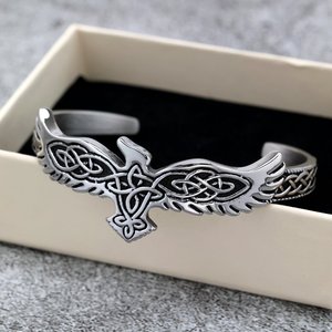 Nordic Raven <b>Cuff</b> <b>Bracelet</b> Tibetan <b>Silver</b> Unisex Jewelry Gift Fashion Bangle - Product Image 2
