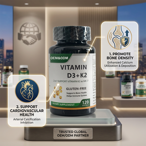 ODM Factory Custom Formula <b>Vitamin</b> D3 K2 MK-7 Capsules for Cardiovascular Wellness and Bone Strength Private Label OEM Bulk - Product Image 1