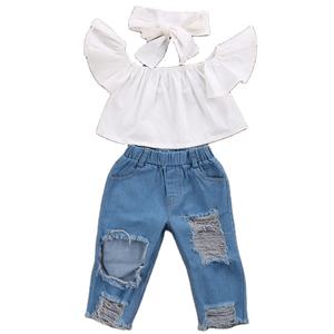 Conjunto de Ropa para Bebés, Ropa de Verano para Niñas, Pantalones Vaqueros de Mezclilla, Traje para Niños de China - Product Image 1