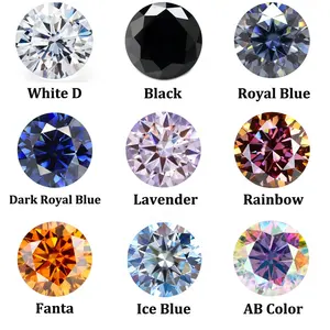 FCS Jóias moissanite todas as cores preto amarelo verde azul rosa cinza vermelho champanhe atacado pedras de moissanite coloridas soltas