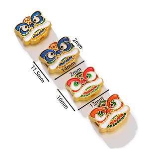 Cuentas de aleación chapadas en oro con diseño de Danza del León Chino Tradicional, pequeños accesorios de joyería DIY para pulseras trenzadas y cadenas para teléfonos - Product Image 2