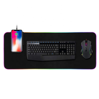 Tapis de souris d'ordinateur RVB Led Usb Charging Pad Gamer Base en caoutchouc Tapis de souris personnalisé Grand tapis de souris sans fil Chargement pour bureau à domicile