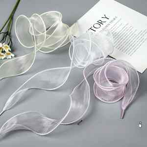 Wholesale Ribbon Laces Organza Chiffon Yarn Transparent Lace Ballet Style Korean Pearl Buckle Beige Lace <b>Rope</b> - Product Image 3