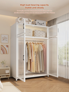 Armario Moderno de Acero Resistente, Independiente, con Puertas de Vidrio y Estantes Ajustables para Dormitorio, Sala de Estar o Uso en Hoteles - Product Image 2