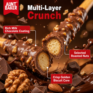 บิสกิตแท่งเคลือบช็อกโกแลตถั่วลิสงอบกรอบ 55 กรัม ยี่ห้อ AUNT BAKER จากโรงงานโดยตรง เหมาะสำหรับงานปาร์ตี้เด็ก ขนมขบเคี้ยวแบบแท่งยาว - Product Image 5