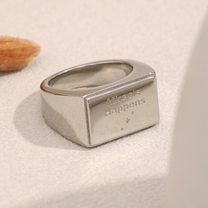 Anillo cuadrado de oro Dreamidea Con <span class=keywords><strong>milagro</strong></span> grabado sucede joyería motivacional diseño audaz minimalista para uso diario - Product Image 5
