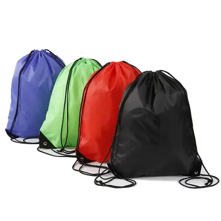 Goedkope Custom Promotie Bulk Herbruikbare Basic Gym Rugzakpakket Waterdichte Nylon Polyester Sport Trekkoord Trekkoord Tas