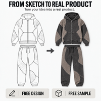 Ensemble jogging et sweat à capuche zippé pour homme, effet délavé, imprimé color block, 2 pièces en molleton bouclette pour tenue décontractée quotidienne