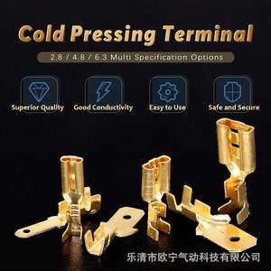 Terminales de crimpado de desconexión rápida para ingeniería química de 2.8mm, 4.8mm, 6.3mm, chapados en oro con cubiertas aislantes - Product Image 2