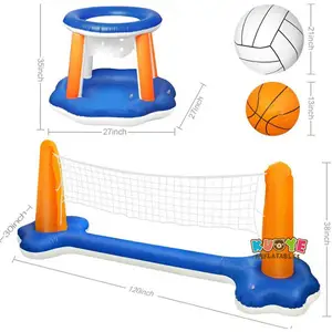 Opblaasbaar Zwembad Drijvende Set Volleybal Net En Basketbal Doos Drijvende Zwembad Spel Zwemmen Speelgoed Water Gevulde Sport Set