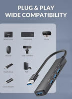 Concentrador USB 3,0 tipo c, carga y sincronización de datos, divisor USB ultrafino para MacBook, portátil, Surface Pro, PS4, PC Drive