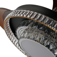 Ventilador de techo LED de lujo moderno de 48 pulgadas, luz de cristal negro, Metal mate, decoración inteligente para el hogar, fuente de CA, Control remoto, la mejor sala de estar