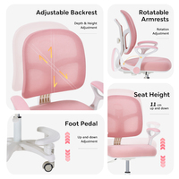 Chaise d'étude ergonomique pour enfants, chaise de bureau en maille réglable en profondeur et en hauteur avec verrouillage de rotation et roulettes à gravité pour étudiants