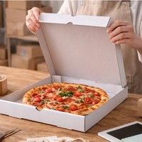 Boîte d'emballage pour pizzas sur mesure, en carton ondulé kraft jetable, avec doublure, impression UV quadricolore, écologique, pour aliments