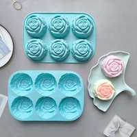 Moule à pâtisserie en silicone de haute qualité à 6 cavités en forme de rose, moule à chocolat pour gâteau de lune Buddy, outil de cuisine, outils à gâteau
