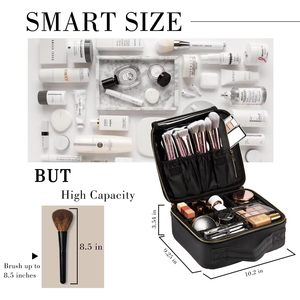 Oxford <b>Makeup</b> Organizer Travel Train <b>Case</b> Waterproof Toiletry Bag Professional Cosmetic Bag Storage with Adjustable EVA Dividers - Product Image 5