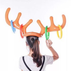 Jeu de lancer d'anneaux en forme de cornes de renne gonflables, décoration de jardin pour les fêtes de Noël, pour enfants et adolescents, amusement pour les fêtes de Noël - Product Image 2