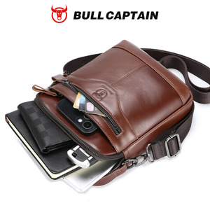 กระเป๋าหนังแท้สะพายข้างผู้ชาย BULLCAPTAIN  วัสดุโพลีเอสเตอร์ ปิดด้วยซิป  นุ่ม  จุของได้เยอะ  สไตล์วินเทจ  แฟชั่นลำลอง  สำหรับธุรกิจ - Product Image 2