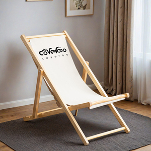 Chaise inclinable d'extérieur en bois naturel avec pieds pliables pour terrasses, plages et jardins - Product Image 5