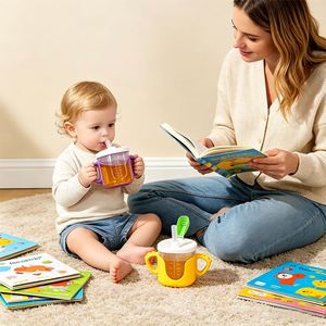 Gobelet à paille pour enfants en PP de qualité alimentaire, personnalisable, multicolore, simple - Product Image 6