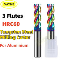 VAYNE 1 Pieza, Broca de Fresado CNC de Acero de Tungsteno con Recubrimiento de TiCN de 3 Filos, 1-7 HRC60, Garantía Gratuita