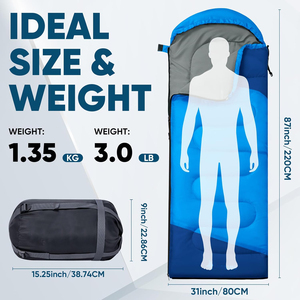 Sac de couchage d'<span class=keywords><strong>été</strong></span> à capuche ultra-léger et imperméable en polyester/nylon, idéal pour le camping, la randonnée et le trekking – Offre spéciale - Product Image 2