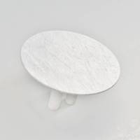 Table de salle à manger ronde avec base en marbre blanc Plateau de table rond en marbre de Carrare du milieu du siècle avec 3 bases cylindriques