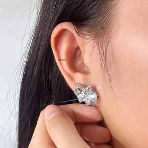 Pendientes de diamantes de oro blanco de 18 quilates Messi Jewelry MSE-834 para mujer - Product Image 5