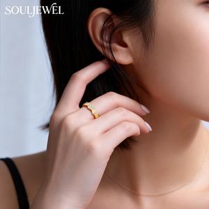 Bague Éternité Ondulée en Moissanite Plaqué Or 18K Souljewel, Forme Géométrique Irrégulière en Argent S925, Couleur D, VVS, Sertissage Invisible - Product Image 6