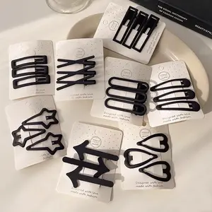 Jiamu Hot Selling Ins Eenvoudige Mode Zwart Mat Haar Clips Set Voor Vrouwen Meisjes 3 Stks/set Zonder Vouw Haar Clip Fabrieksprijs