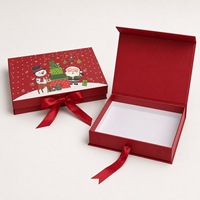 Boîte cadeau rigide à fermeture magnétique personnalisée avec ruban, couvercle à rabat, emballage en papier pour Noël, cosmétiques, bijoux, coffrets cadeaux
