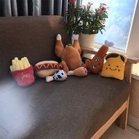 Jouet à mâcher interactif pour animaux de compagnie, en peluche douce et couineuse, en forme de pain grillé de dessin animé personnalisé, pour chiens de petite et moyenne taille